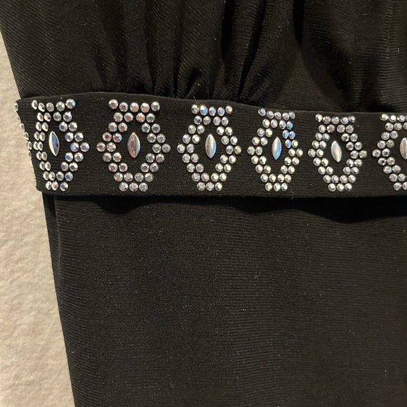 Sexy double spaghetti straps w silver ring detail bedazzled empire waist XS - Picture 3 of 9